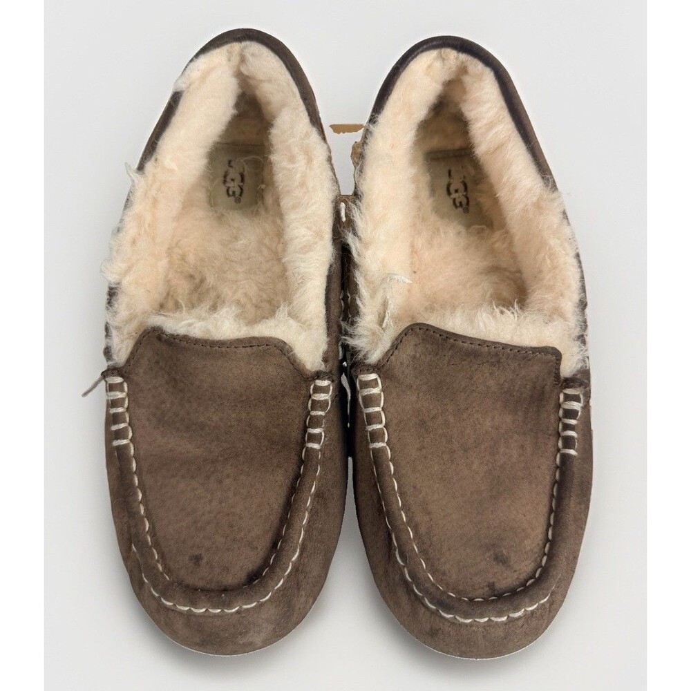 UGG Ansley Slippers Women's 8 Shearling Lined Slip On Moccasin Chocolate Brown